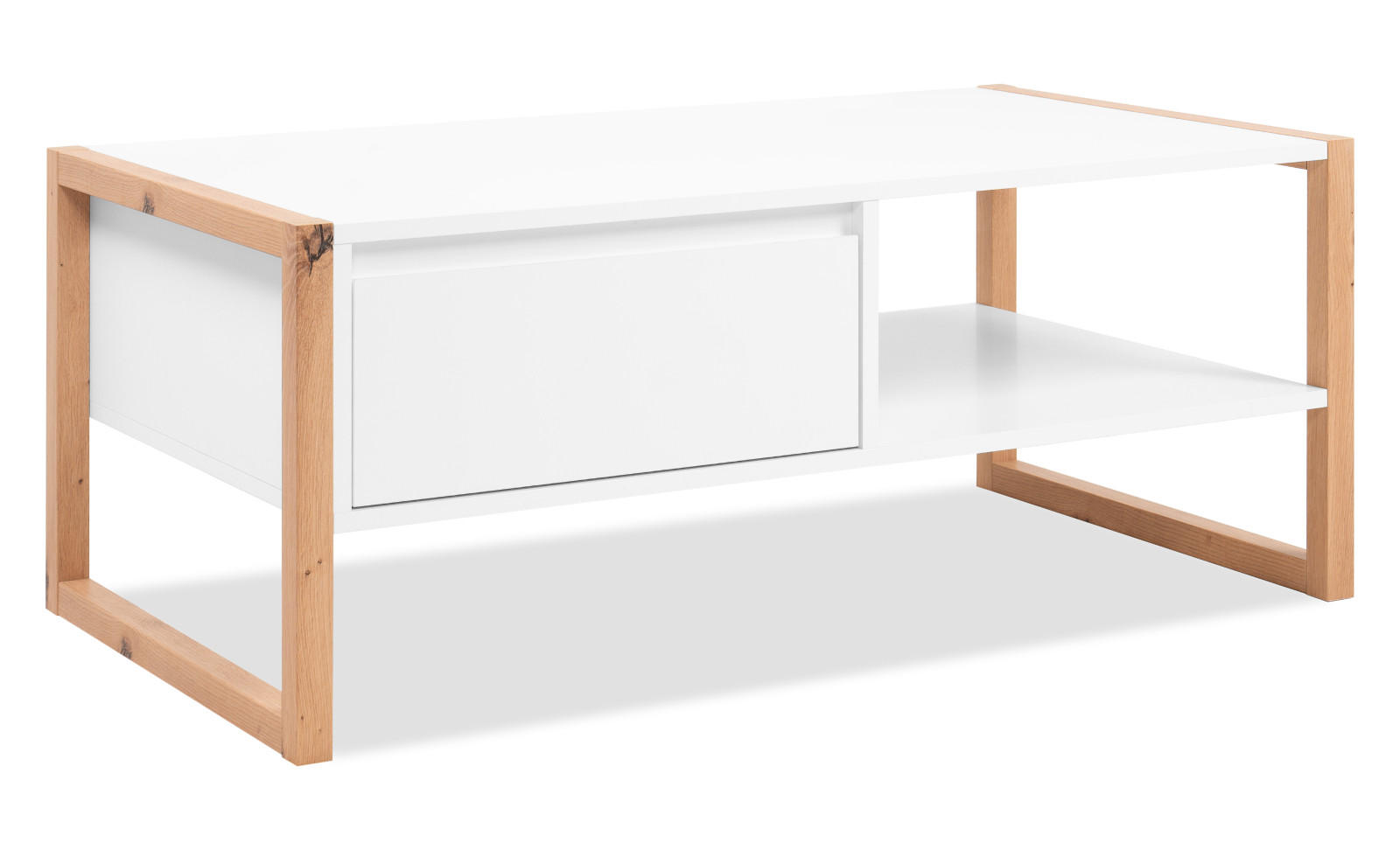 COUCHTISCH weiß, Eiche Artisan 100 cm, Wohnzimmertisch mit Stauraum - Eiche Artisan/Weiß, Holzwerkstoff (55/100/40cm) - Furn.Design