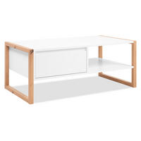 COUCHTISCH weiß, Eiche Artisan 100 cm, Wohnzimmertisch mit Stauraum - Eiche Artisan/Weiß, Holzwerkstoff (55/100/40cm) - Furn.Design