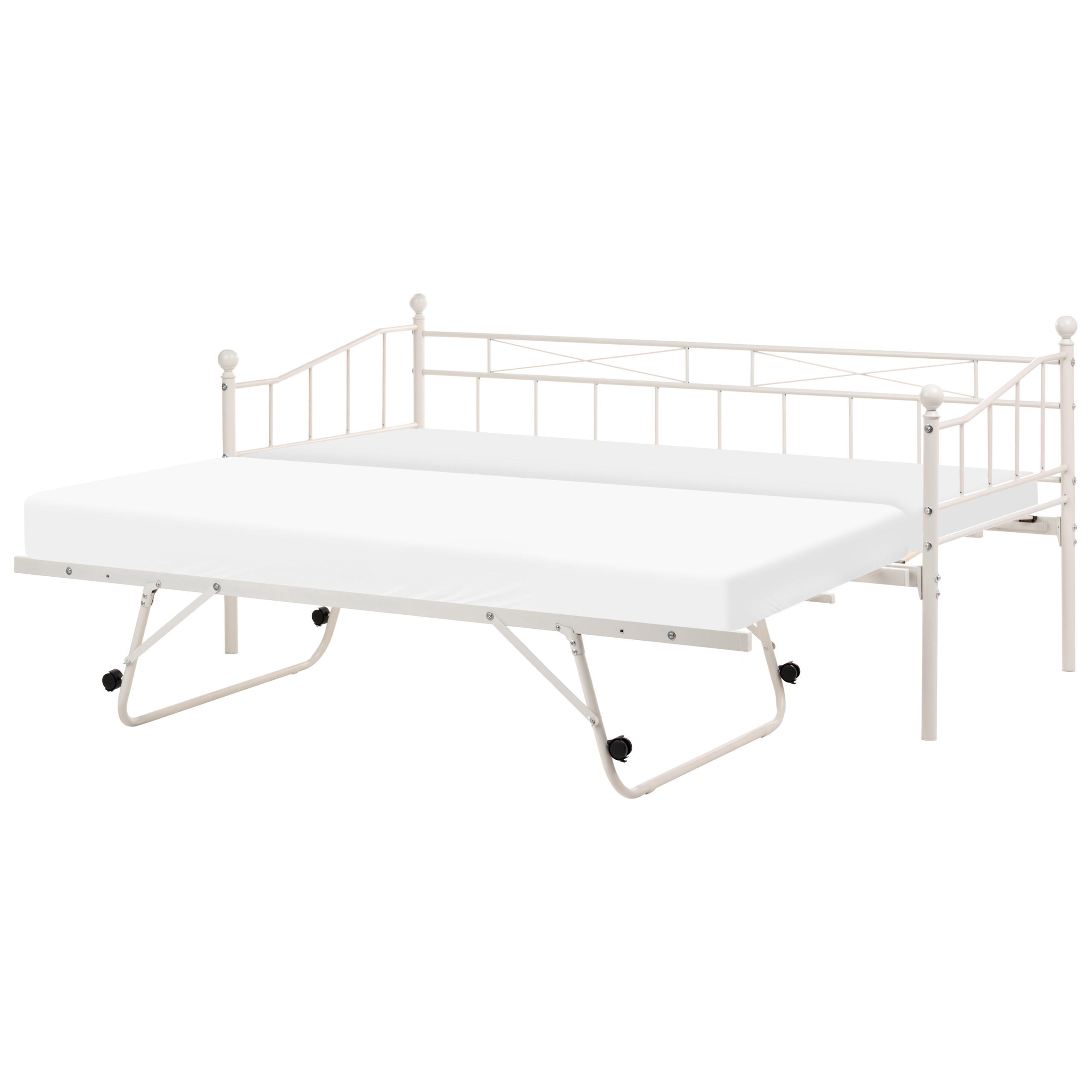 DNEVNA POSTELJA kovina 90/200 cm raztegljiva bež Louannec - bež, kovina (99/96/215cm) - Beliani