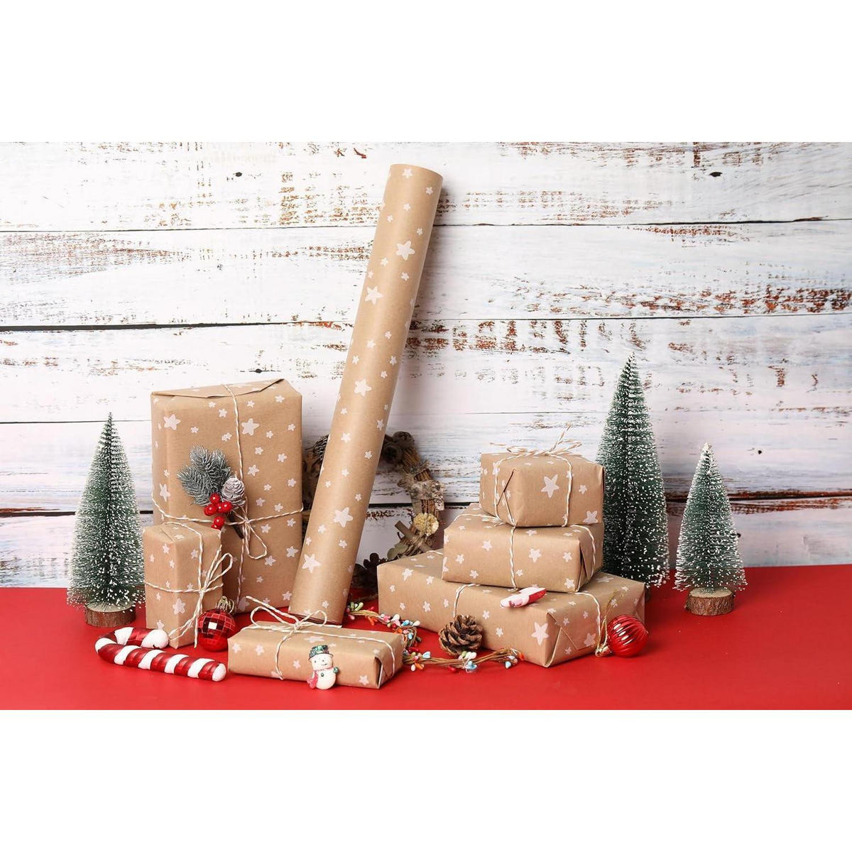 GESCHENKPAPIER Weihnachten 44 cm x 15 m Stern - Braun, Papier (44/440/1500cm)