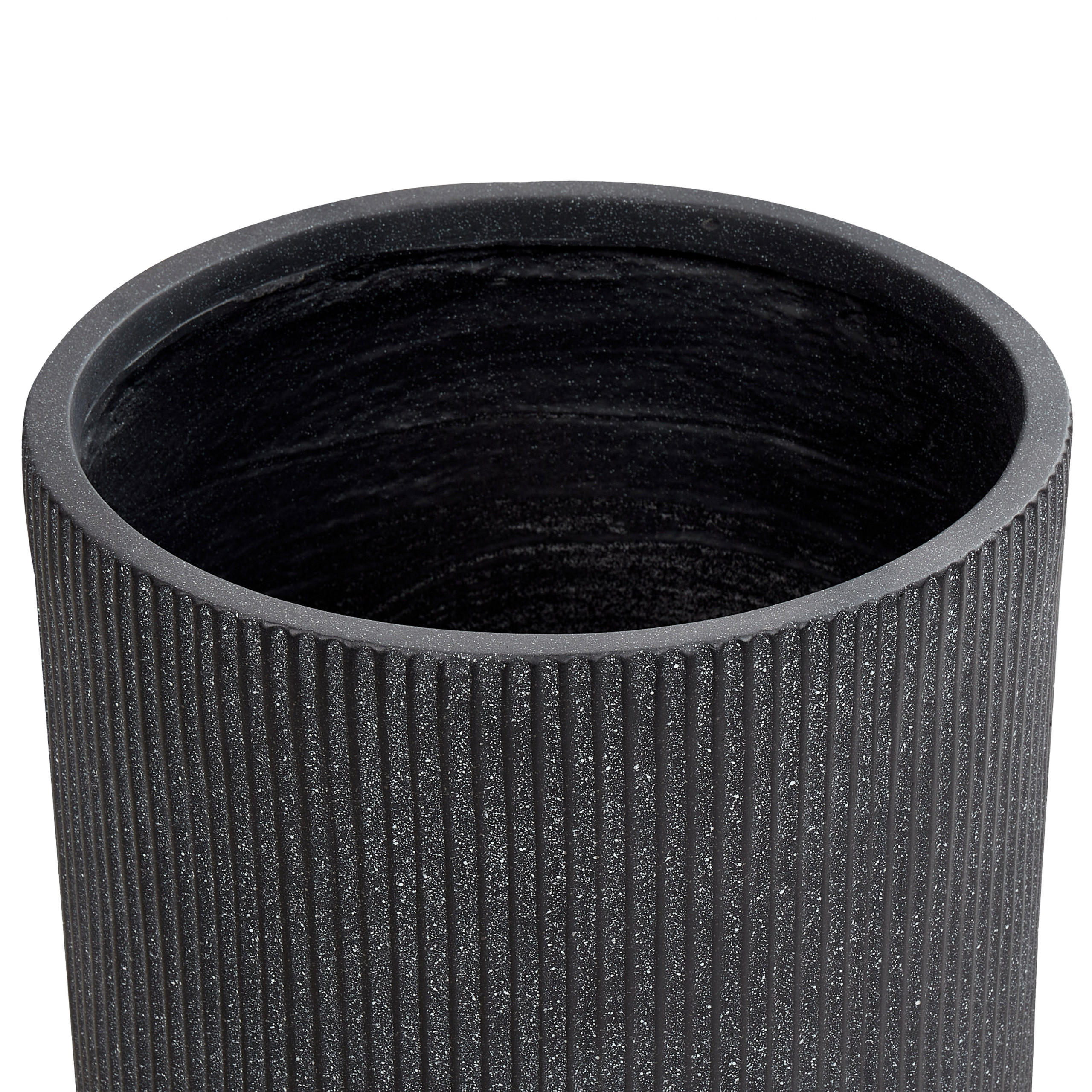 BLUMENTOPF graphitgrau rund 37/37/37 cm Oreoi - Grau, Naturmaterialien (37cm) - Beliani