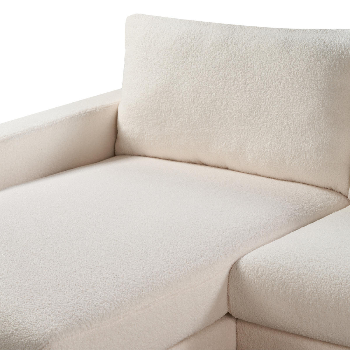 ECKSOFA 4-Sitzer Bouclé Weiß rechtsseitig Siggard - Weiß/Braun, Textil (296/163cm) - Beliani