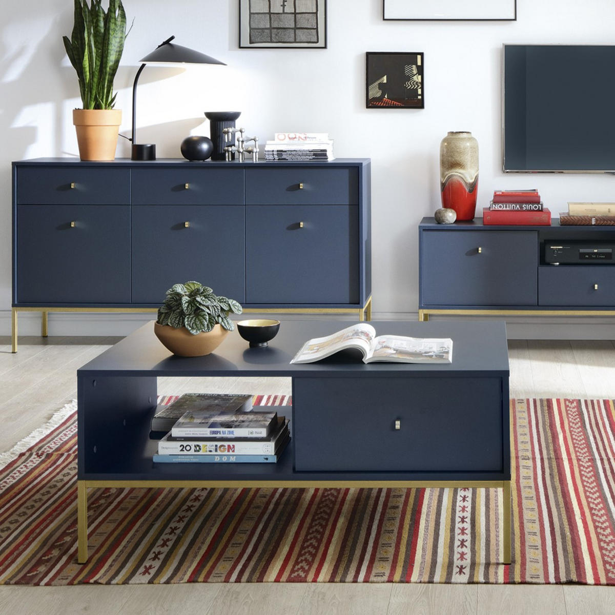 COUCHTISCH MONDO 103,5/46,2/68 cm Blau - Blau, Holzwerkstoff (68/103.5/46.2cm) - MASSENO