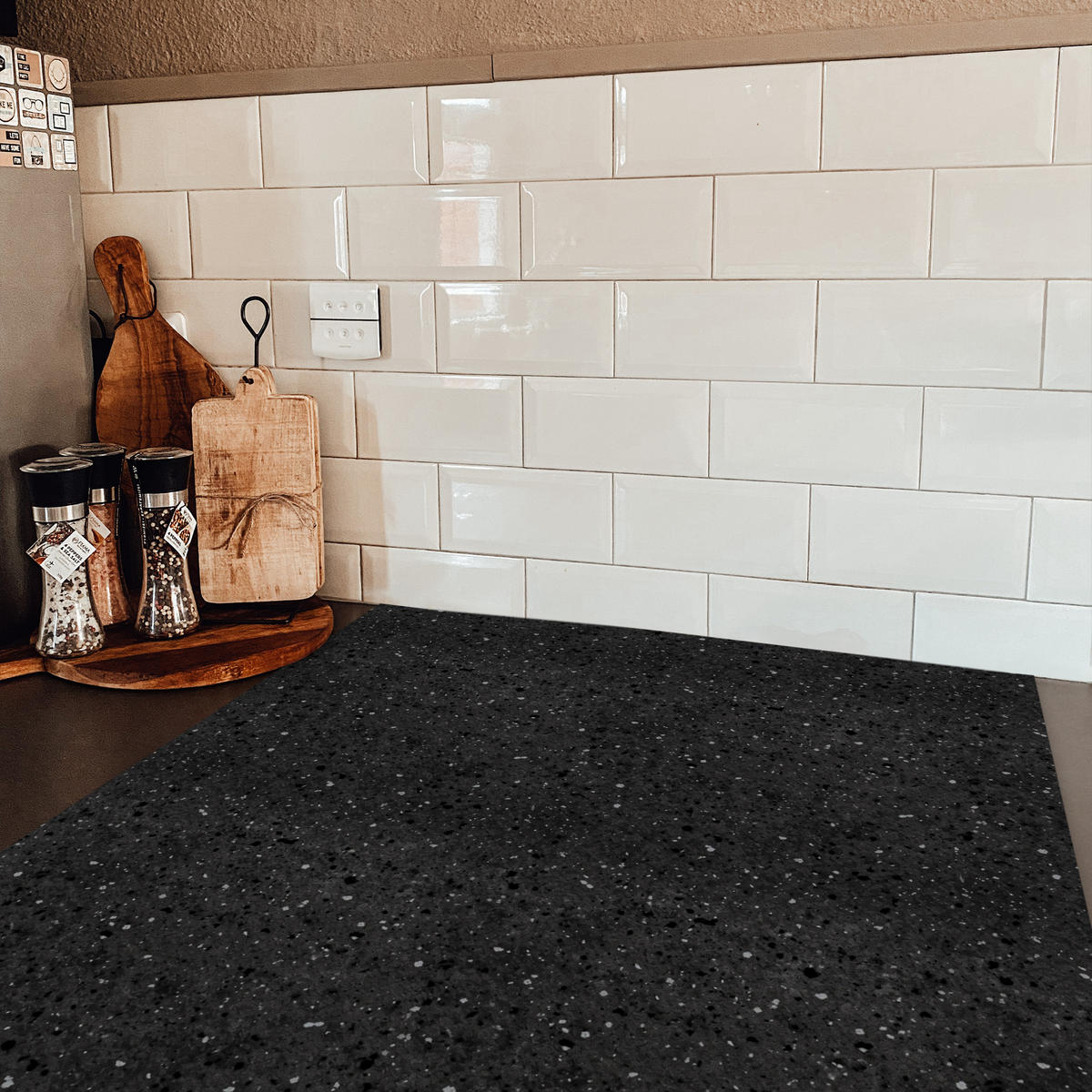 HERDABDECKPLATTE Granit - Schwarz - Grau Induktionsmatte 78x78 cm - Anthrazit, Kunststoff (78/78/0.2cm) - MuchoWow