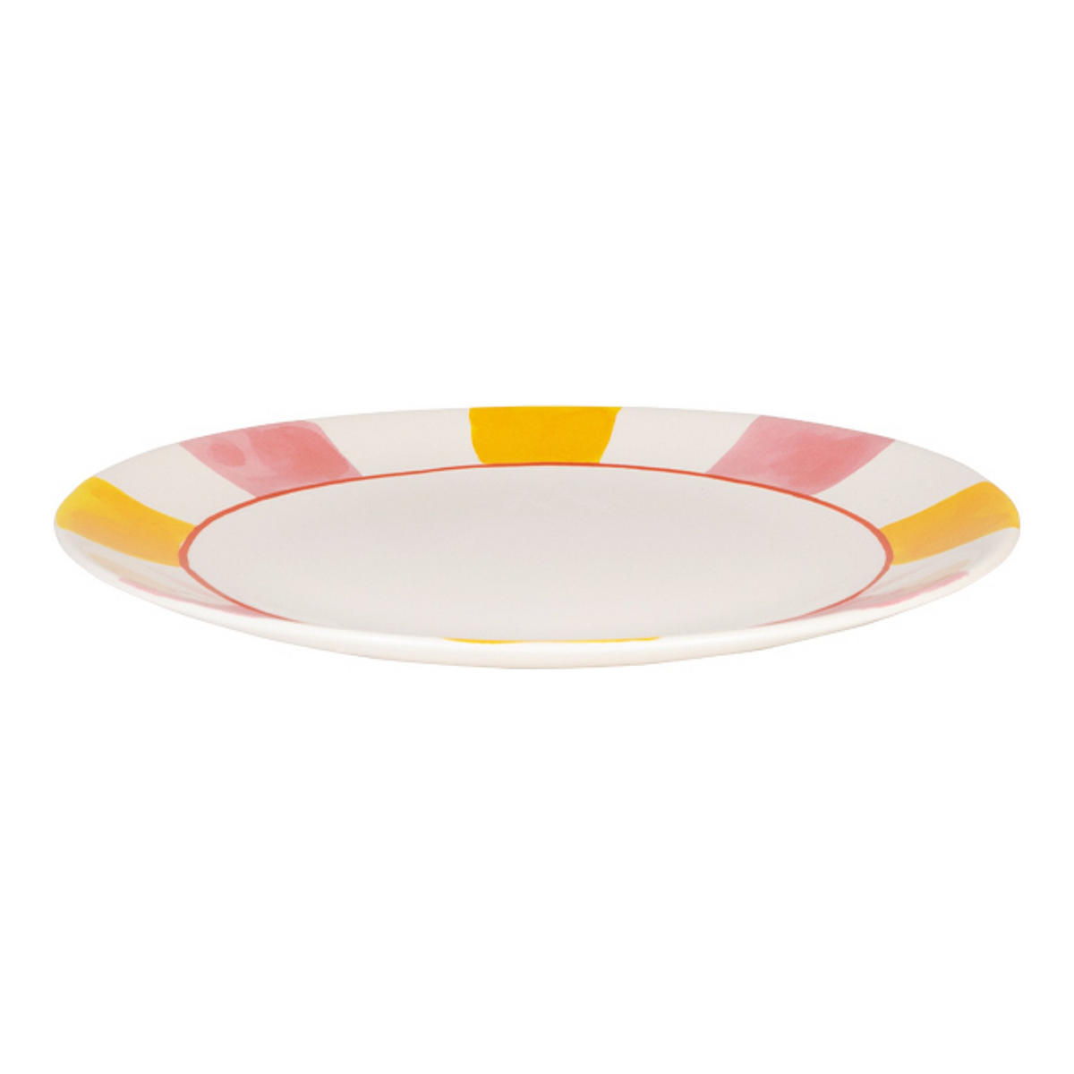 TELLER Alltagsstreifen Rosa Gelb in Rosa - 26cm - Pink, Keramik (26.2/26.3/3cm) - Blond Amsterdam