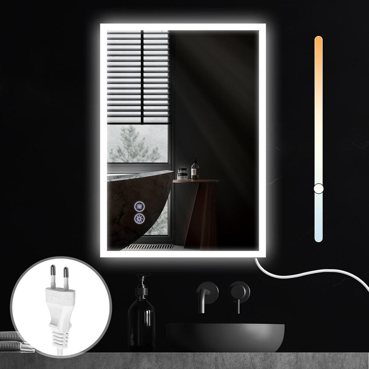 BADEZIMMERSPIEGEL Reddy mit LED-Leuchte 70/50 cm - Weiß, Glas (70/2.9/50cm) - Nettlife