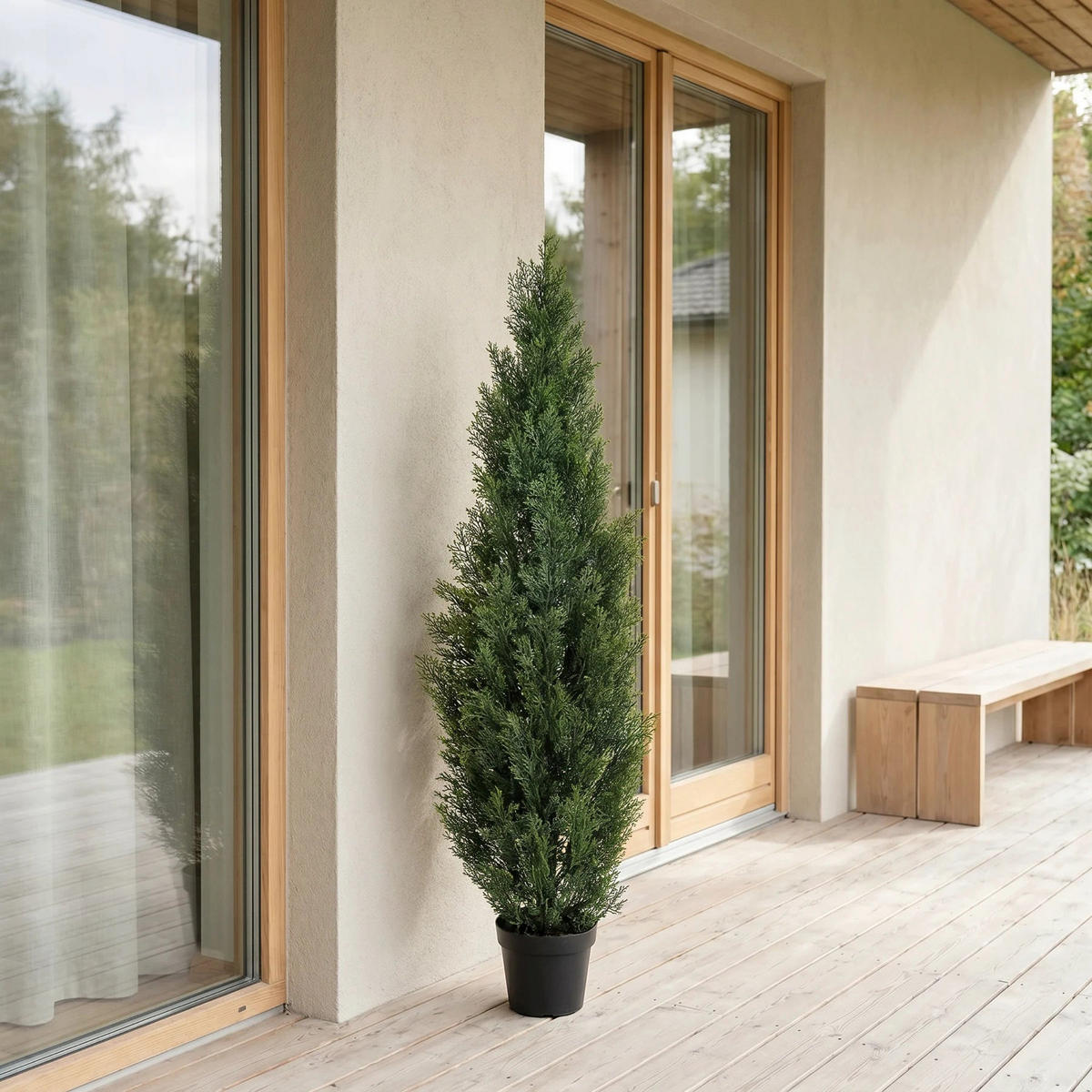 KUNSTBAUM Künstliche Zeder – Thalion 150 cm - Grün, Kunststoff (150cm) - aplanta