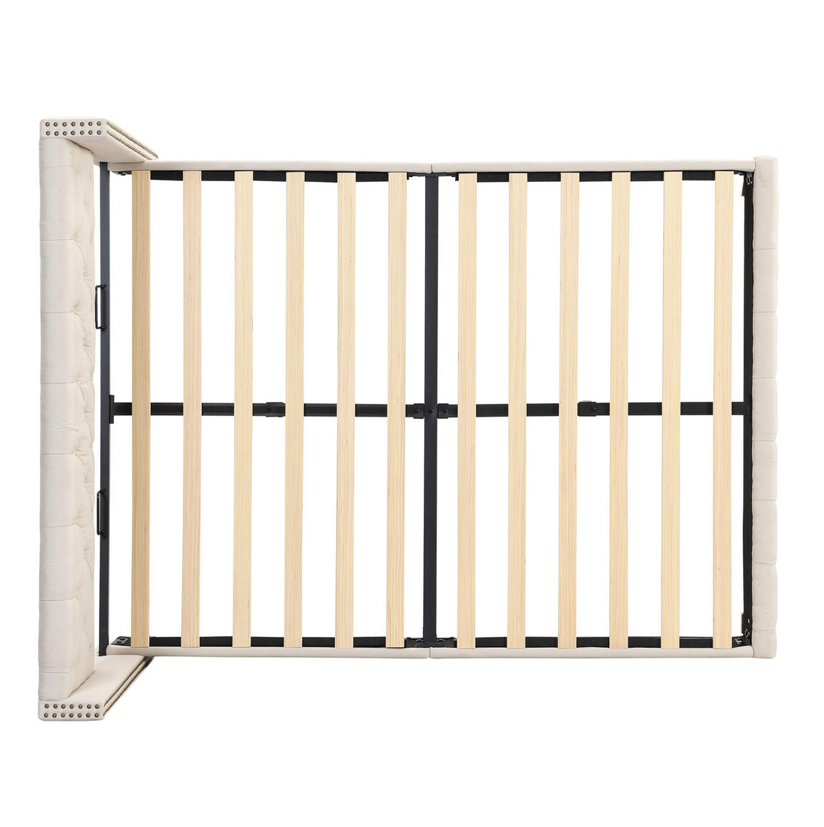 POLSTERBETT 160/200 cm Beige aus Leinen mit Knopfheftung - Beige, Textil (160/200cm) - OKMYHOME