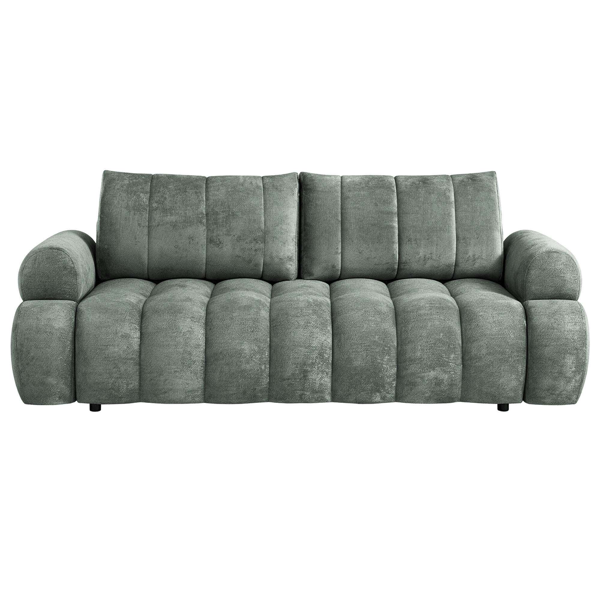 SCHLAFSOFA Mavi 3-Sitzer mit Schlaffunktion, Bettsofa Schlafcouch 195x145 cm, Grün - Grün, Textil (255/100/110cm) - Beautysofa
