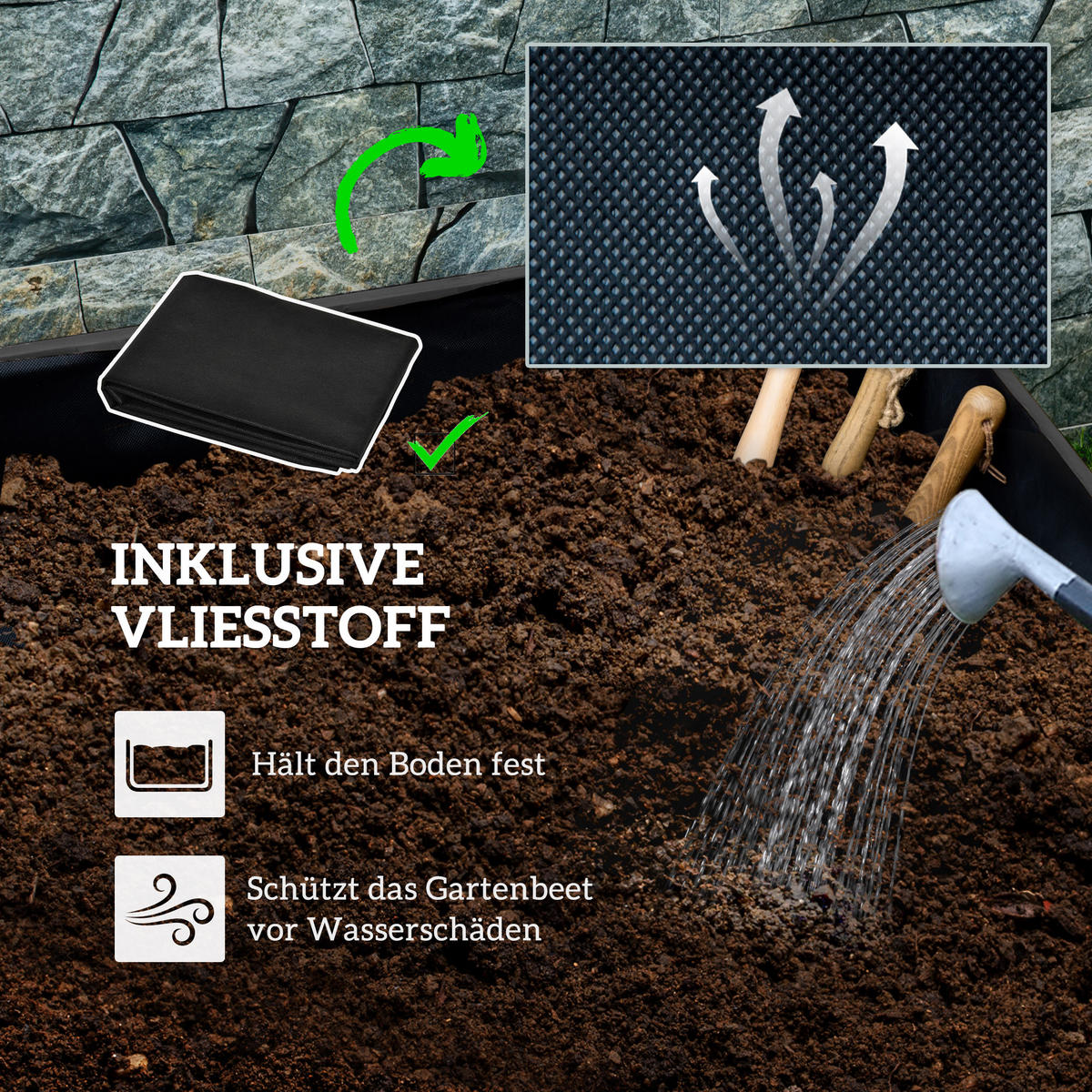 BLUMENKASTEN Hochbeet mit Rollen, für Garten, Terrasse und Balkon, Holz, Schwarz - Schwarz, Holz (48/47/89cm) - Outsunny