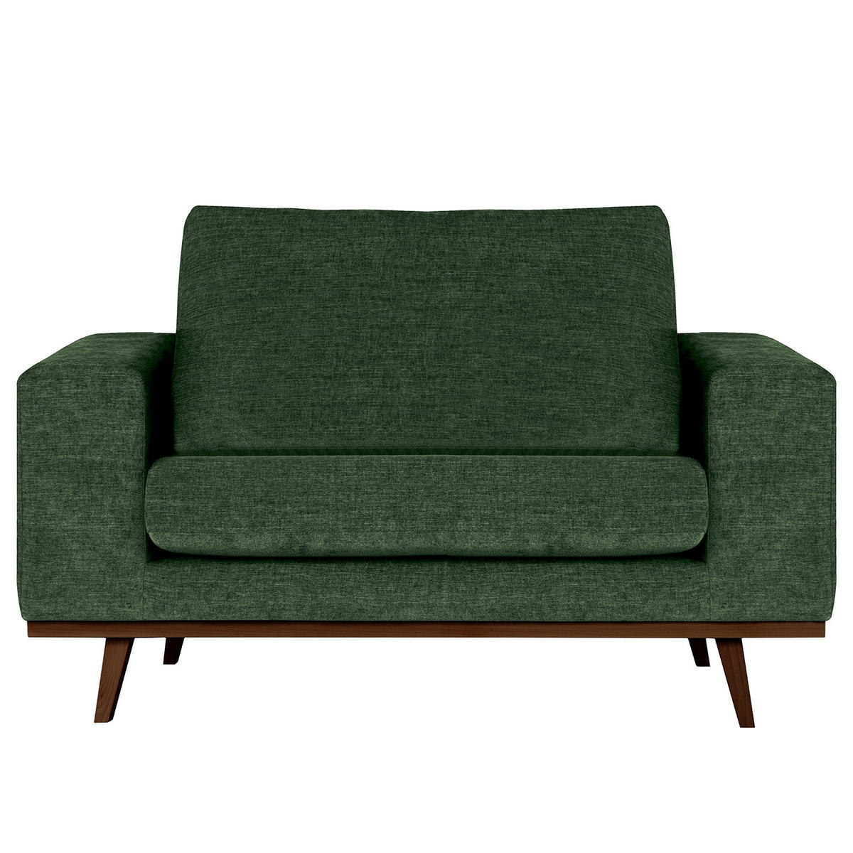 SESSEL - Dunkelgrün/Buchefarben, Buchenholz/Textil (122/81/88cm) - home24