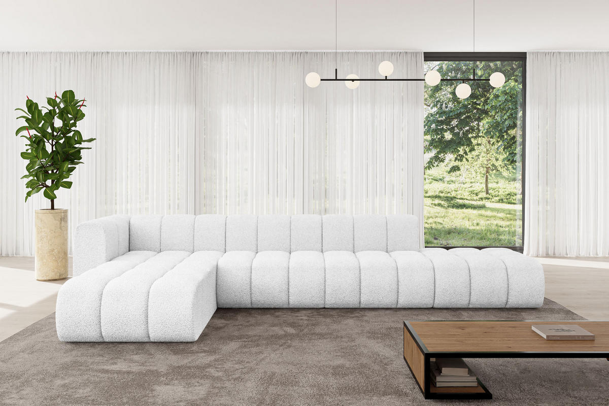 ECKSOFA modulares Sofa Zuvon-L2 - 387x177x70 cm Weiß - Weiß, Holzwerkstoff/Textil (387/177cm) - ALTDECOR