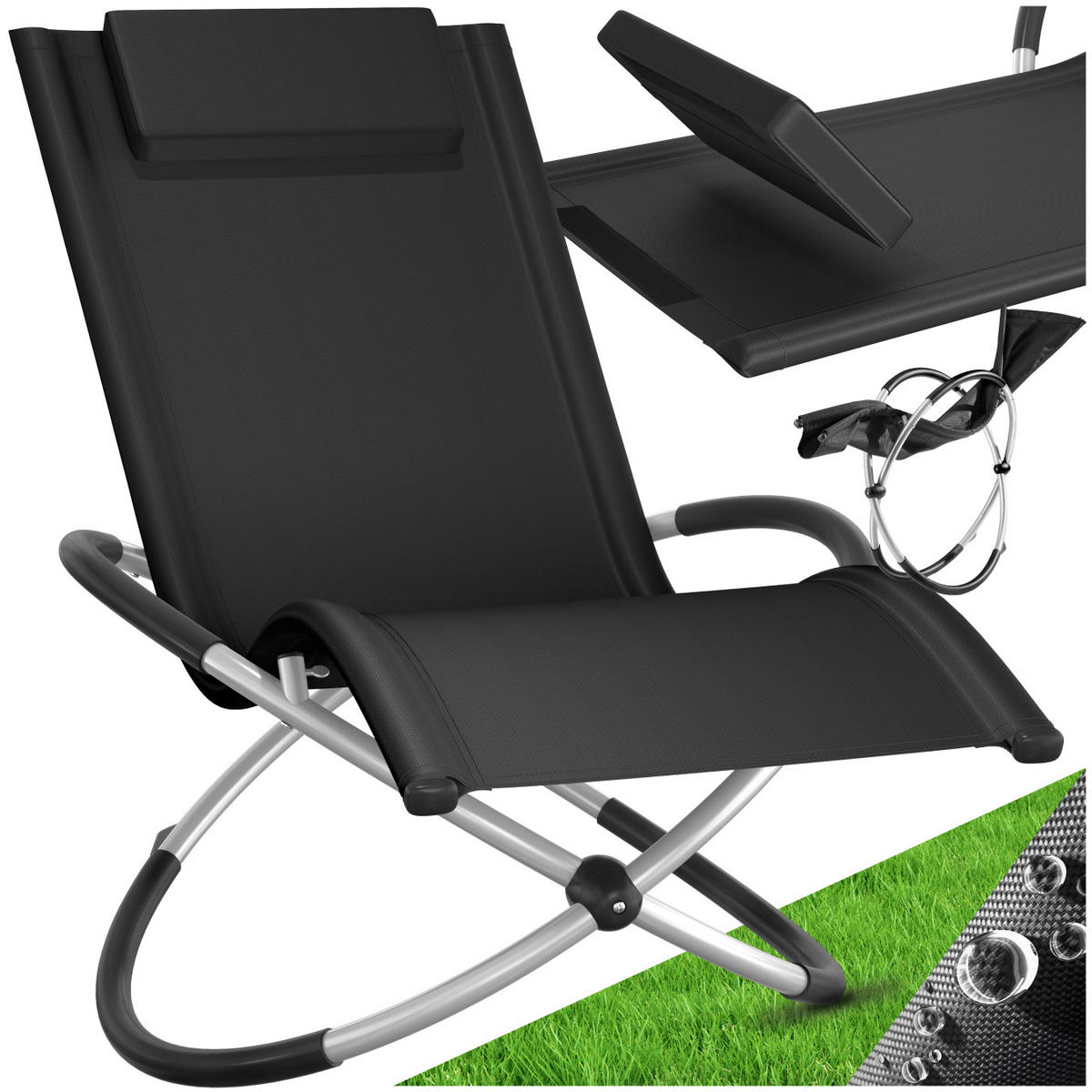 SONNENLIEGE Paulina,150 x 73 x 93 cm,schwarz - Schwarz, Metall (73/93/150cm) - tectake