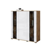 KOMMODE Caro HB 120 - Eiche Wotan/Schwarz, Holzwerkstoff/Kunststoff (120/122/40cm) - MIRJAN24
