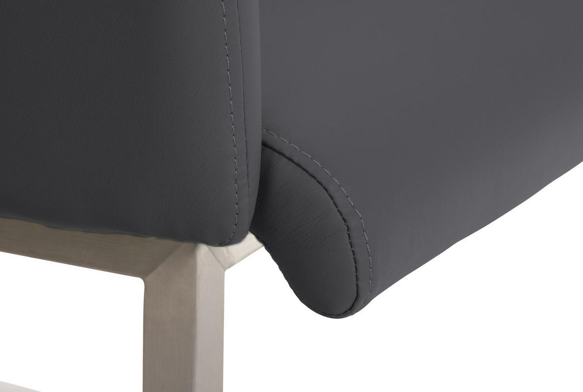 SCHWINGSTUHL Lederlook Grau - Edelstahlfarben/Grau, Textil/Metall (45/84/52cm) - CLP