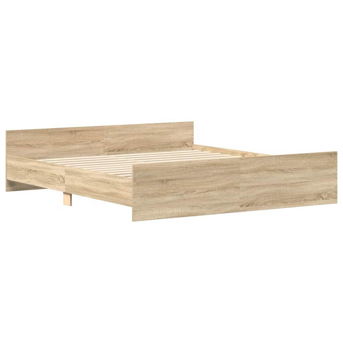 BETTGESTELL mit Kopf- und Fußteil Sonoma-Eiche 200x200 cm - Braun, Holz - furnicato