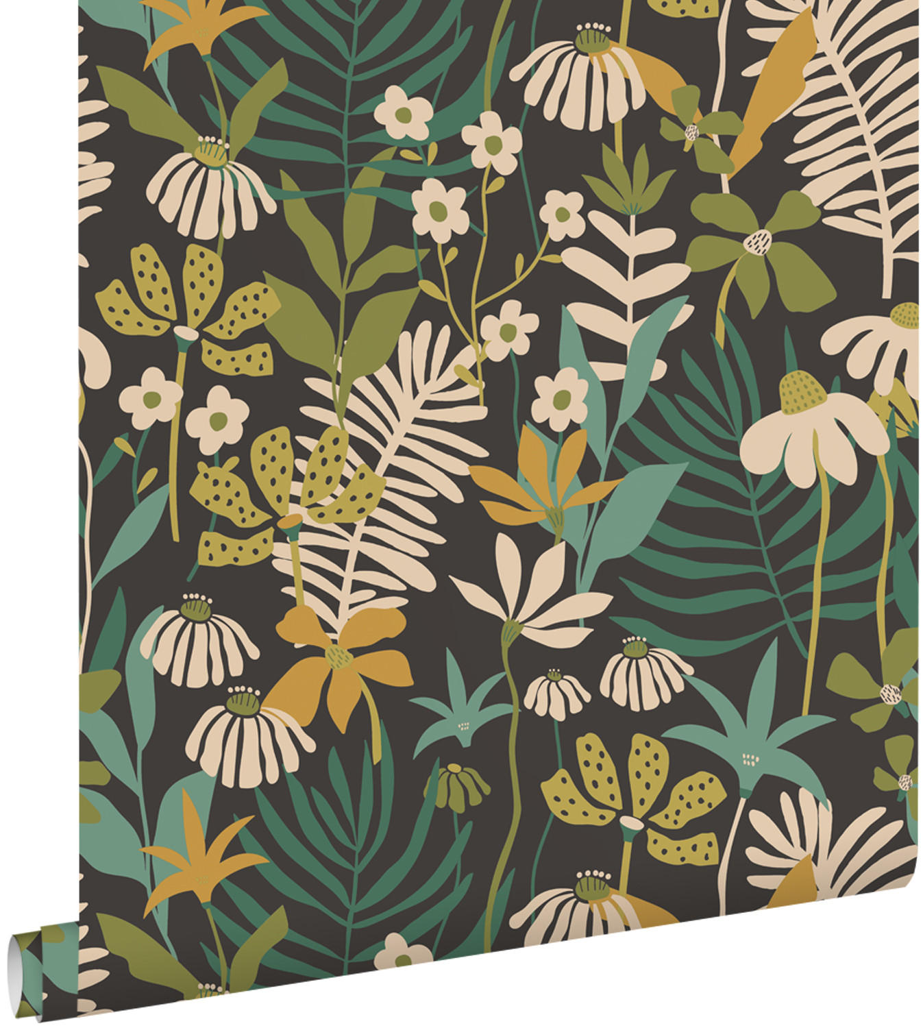 TAPETE tropische Blätter und Blüten 50 x 900 cm - Grün, Papier (50/900cm) - ESTAhome
