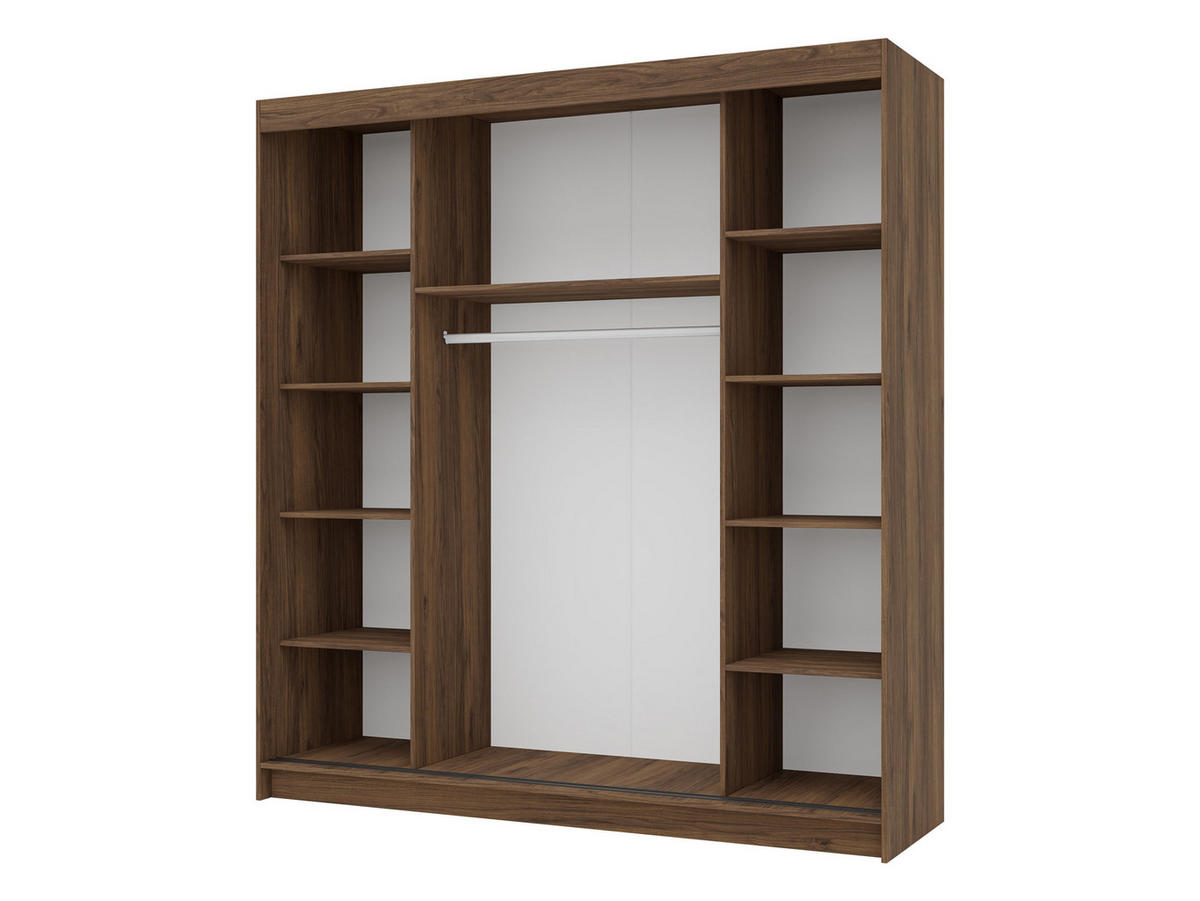 SCHIEBETÜRENSCHRANK Infinity III 200 - Nussbaumfarben/Schwarz, Holzwerkstoff/Kunststoff (200/200/58cm) - MIRJAN24