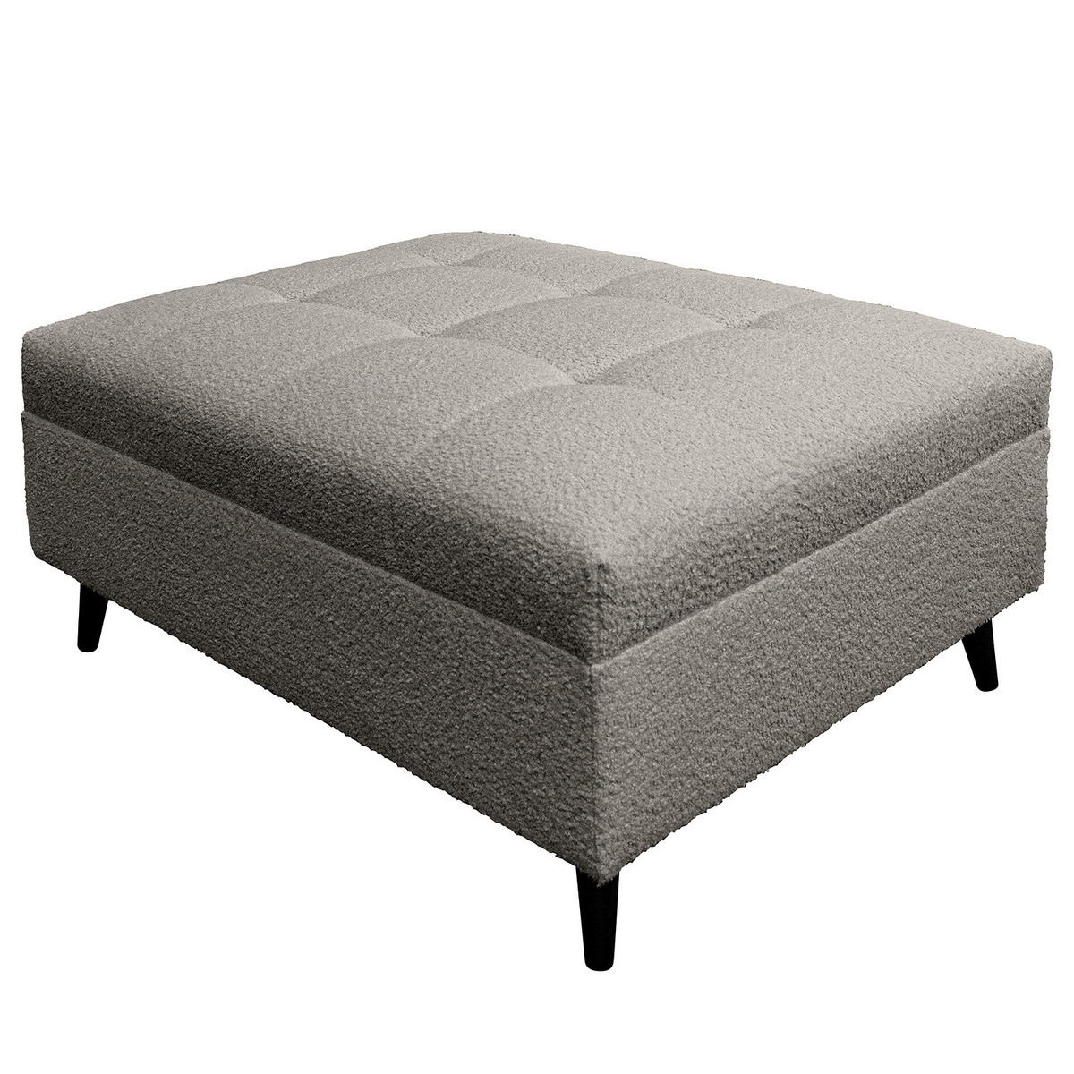ECKSOFA mit Ottomane und Hocker - Dunkelgrau/Schwarz, Birkenholz/Textil (247/174cm) - home24
