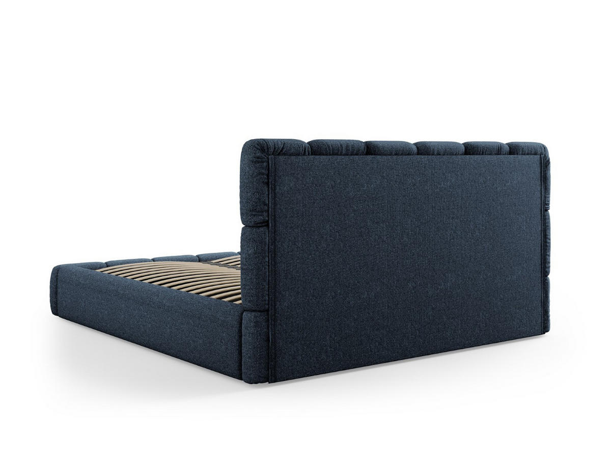 BETT mit Bettkasten und Kopfteil Bellis aus Chenille-Stoff königsblau 140x200cm - Blau, Textil (140/200cm) - Micadoni