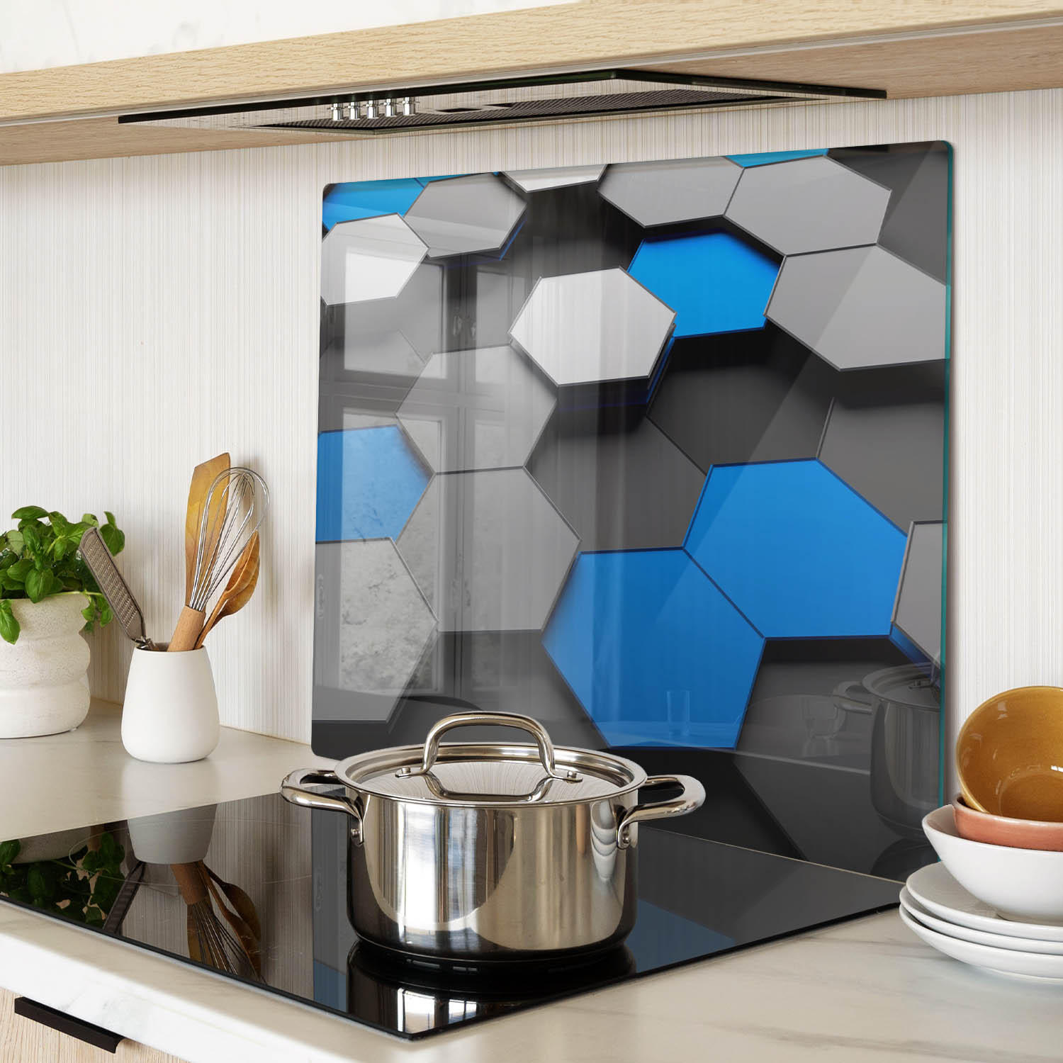 GLASPLATTE 60x52 cm 3D - Schwarz, Glas (60/0.4/52cm) - TULUP