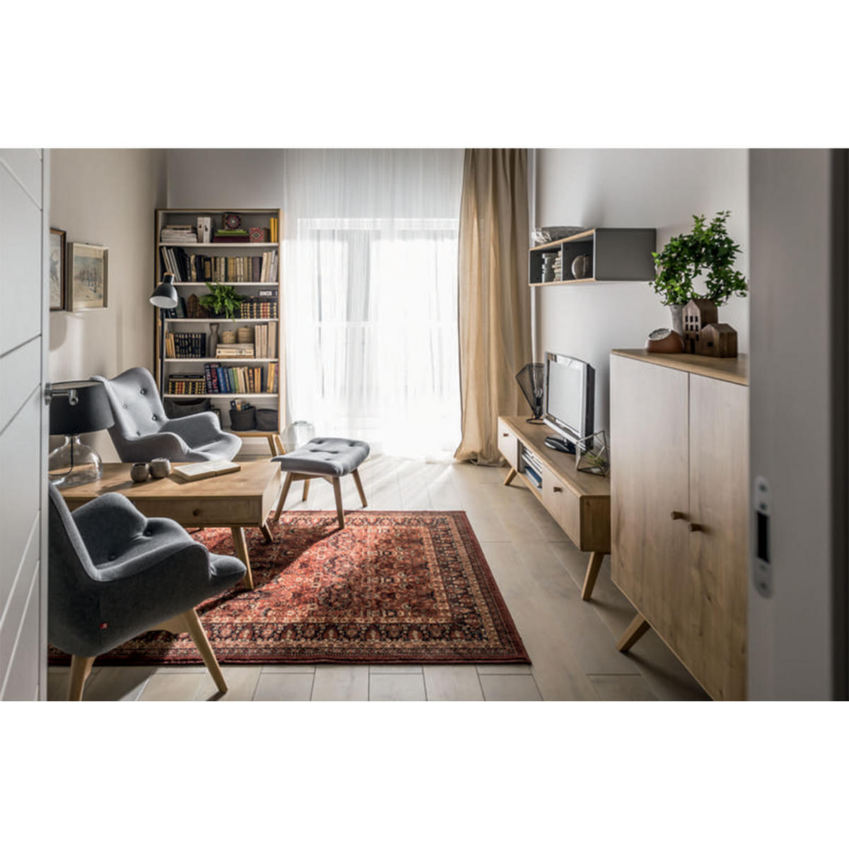 TV-MÖBEL mit 2 Schubladen und zentraler Nische - Nature - Eichefarben, Holzwerkstoff (40/50/179.5cm) - Calicosy