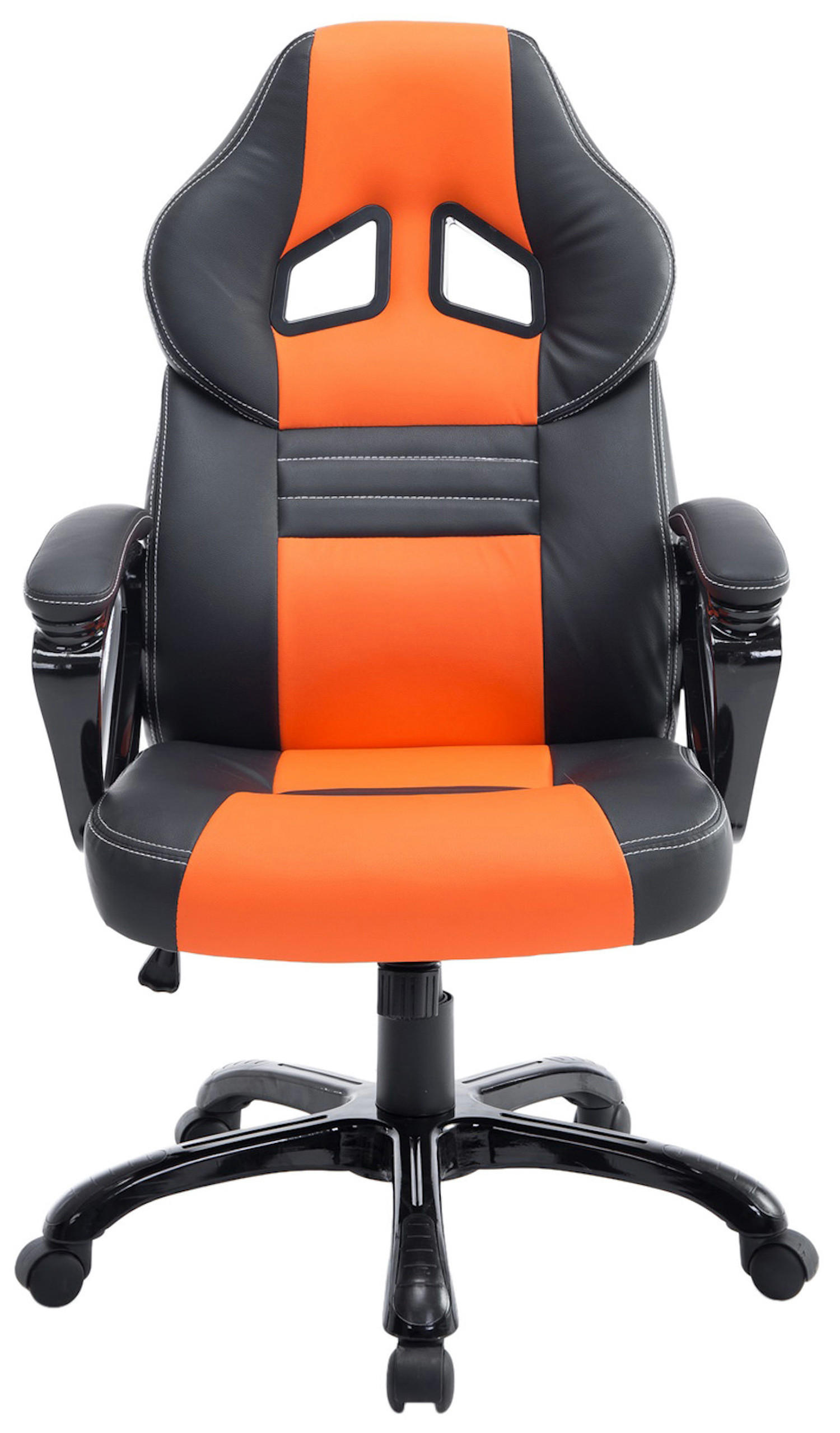 BÜROSTUHL Peso, Kunstleder Schwarz/Orange - Orange, Kunststoff/Textil (65/124/70cm) - TPFLiving