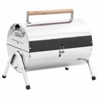 HOLZKOHLEGRILL Tragbarer Tischgrill Edelstahl Doppelrost - Silberfarben, Metall (30/36.8/42cm) - vidaXL