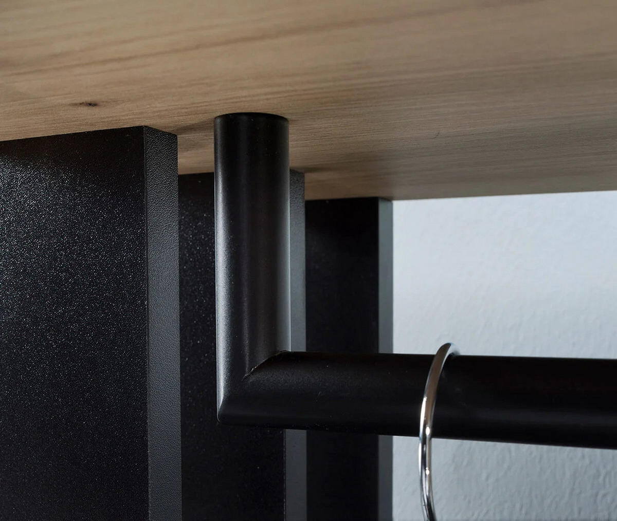 GARDEROBENSCHRANK Limo mit Spiegel und Sitzbank, Eiche Artisan+schwarz - Eiche Artisan, Holzwerkstoff (100/190/33cm) - Beautysofa