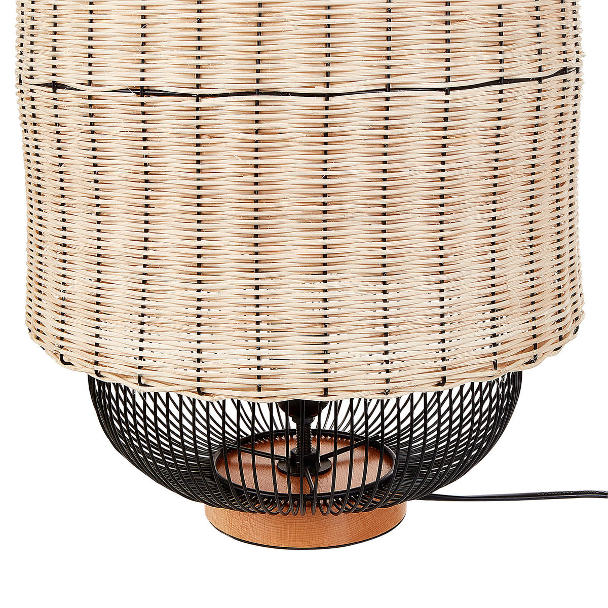 TISCHLEUCHTE Naturfarben/Schwarz/Beige Tanganyika - Beige/Schwarz, Naturmaterialien (35/35/55cm) - Beliani