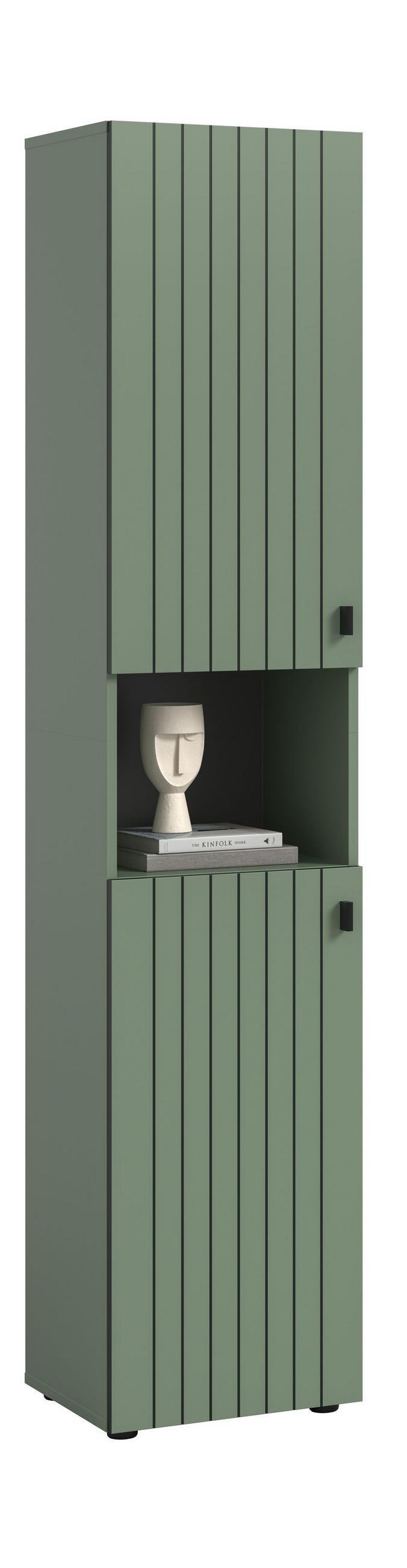 GARDEROBENSCHRANK STATION (B/H/T: ca. 40/192/37 cm) in Smoke Green/Smoke Green - Dunkelgrün, Holzwerkstoff (40/192/37cm)