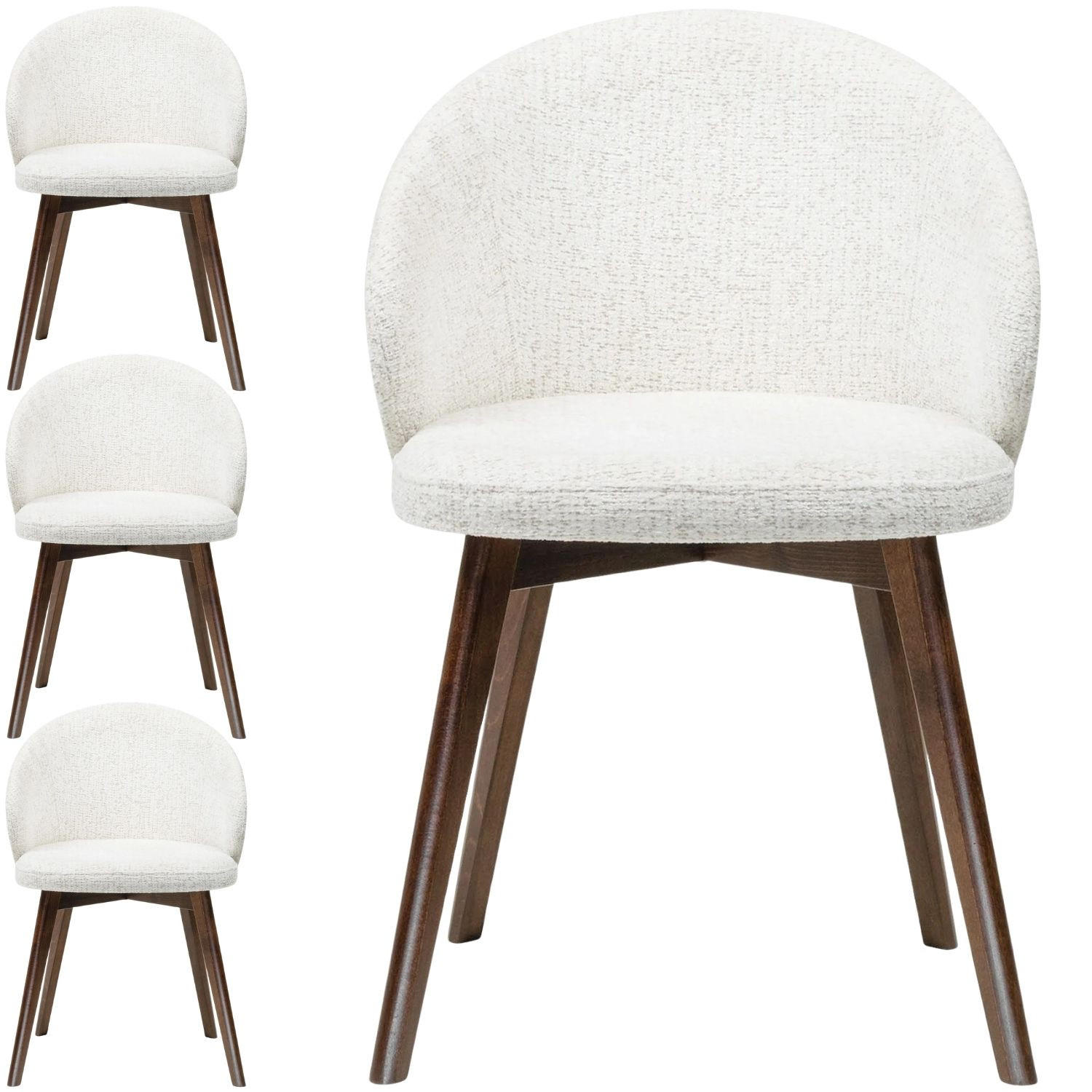 ESSZIMMERSTUHL MELIE 4er Set in Creme Chenille mit Dunkelbraunen Buchenholzbeinen 54/49/82 cm - Dunkelbraun/Creme, Holz/Textil (54/82/49cm) - WFL GROUP