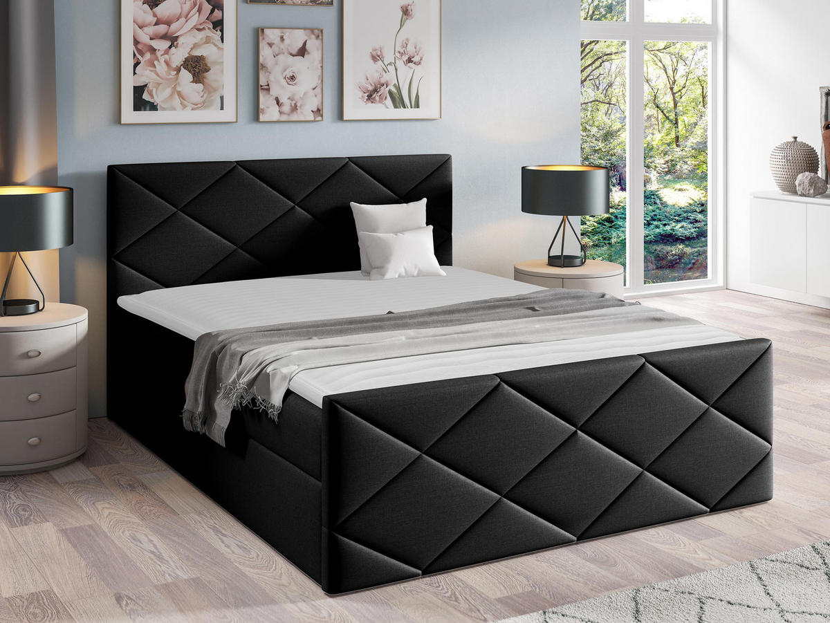 BOXBETT Herkules - Schwarz Hochglanz, Holz (140/200cm) - MIRJAN24