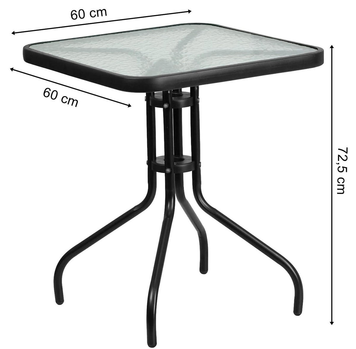 GARTENTISCH quadratisch 60cm - Transparent, Metall (60/60/70cm) - Mat-Haus