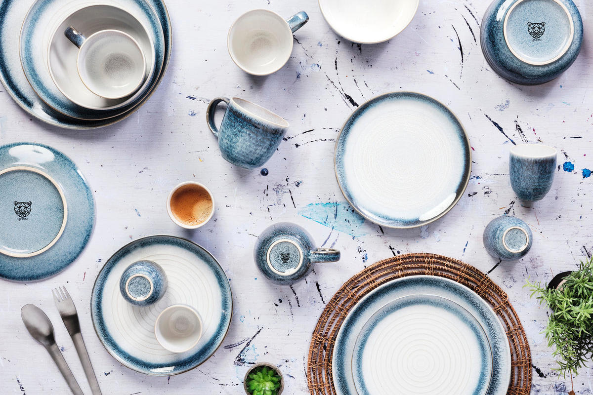 BECHER Cosmos 150ml - 6er-Set - Azur - Blau, Keramik (0.15L) - Björn