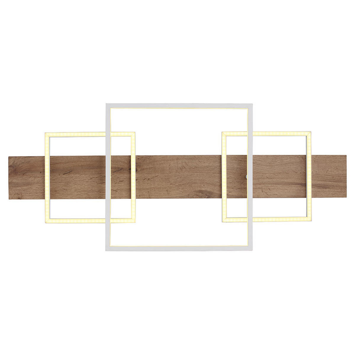 LED DECKENLEUCHTE Metall Holzoptik Braun - Weiß, Metall (95/40/10cm) - Globo Lighting