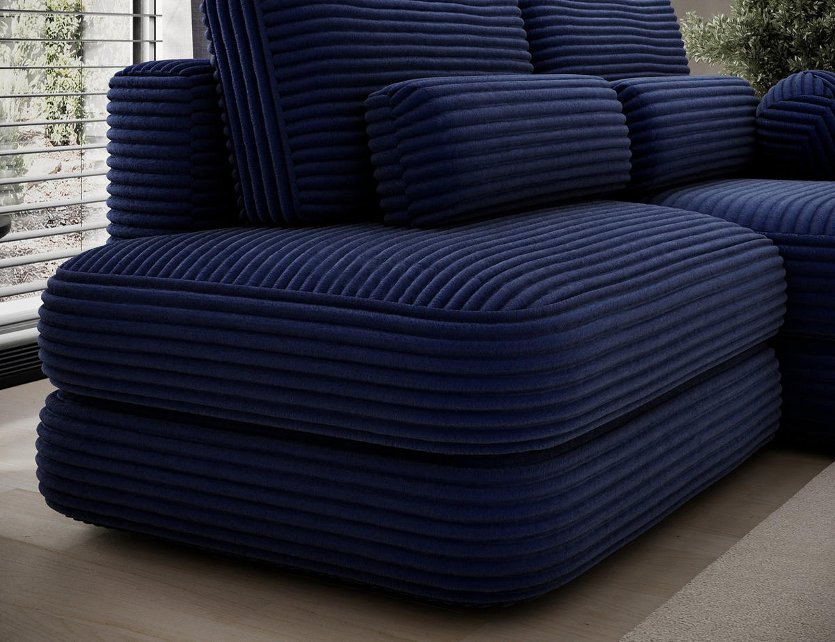 ECKSOFA RIPELI L-Form mit Schlaffunktion & Bettkasten – Modernes 3-Sitzer Sofa, Wellenfederung, 217 × 175 cm - Schwarz/Dunkelblau, Kunststoff (175/217cm) - Wohnideebilder