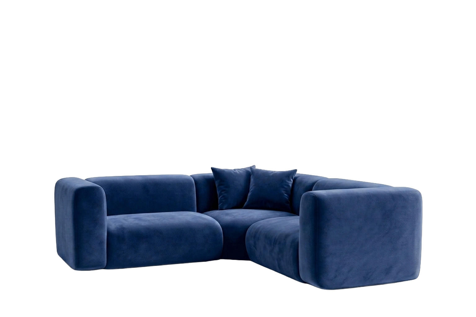 ECKSOFA Modulares, Corner Mini, Velvet-Stoff Bluvel, Tintenblau, GRETA - Blau, Holz (190/190cm) - Kaiser Möbel
