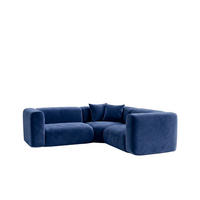 ECKSOFA Modulares, Corner Mini, Velvet-Stoff Bluvel, Tintenblau, GRETA - Blau, Holz (190/190cm) - Kaiser Möbel