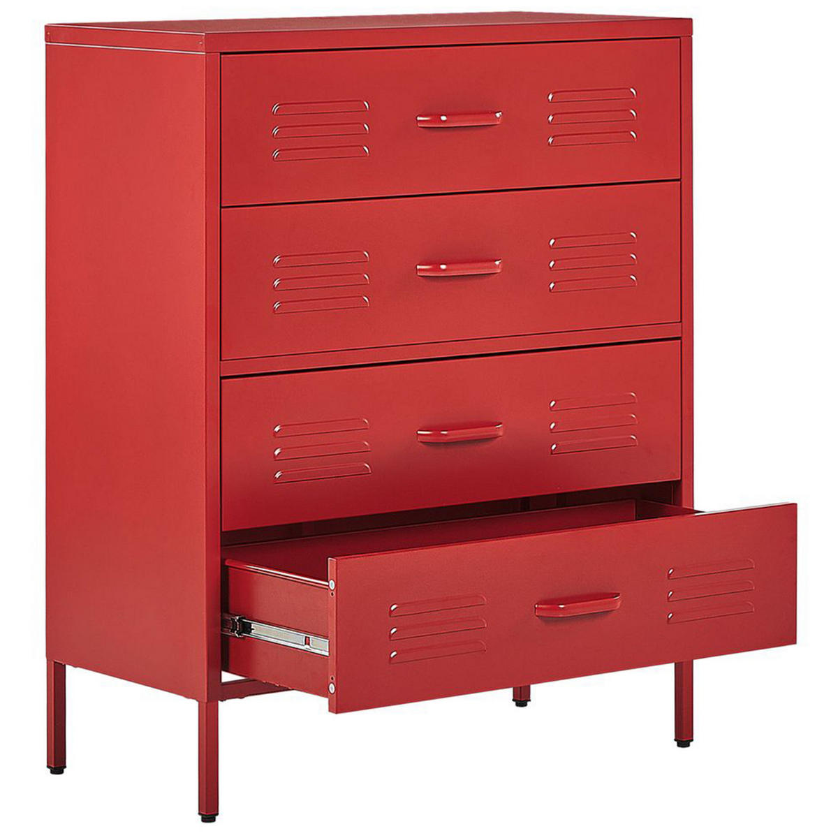 KOMMODE rot 4 Schubladen Enago - Rot, Metall (80/102/40cm) - Beliani