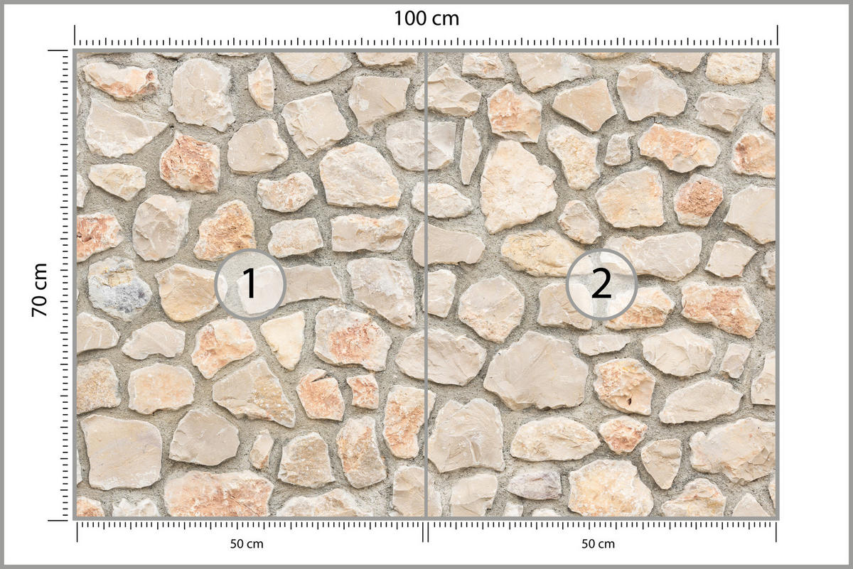 FOTOTAPETE für Wohnzimmer Steinmauer Ziegel Wand Industrial Textur 100x70 - Weiß/Grau, Papier (100/70cm) - Muralo