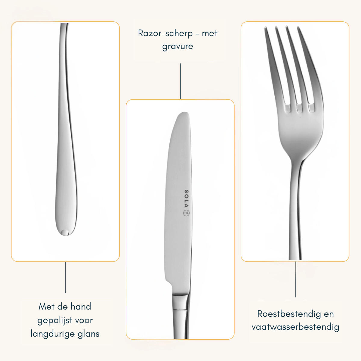 BESTECKSET Fleurie - 18/10 Edelstahl - 50-teilig / 6 Personen - Silberfarben, Metall - Sola