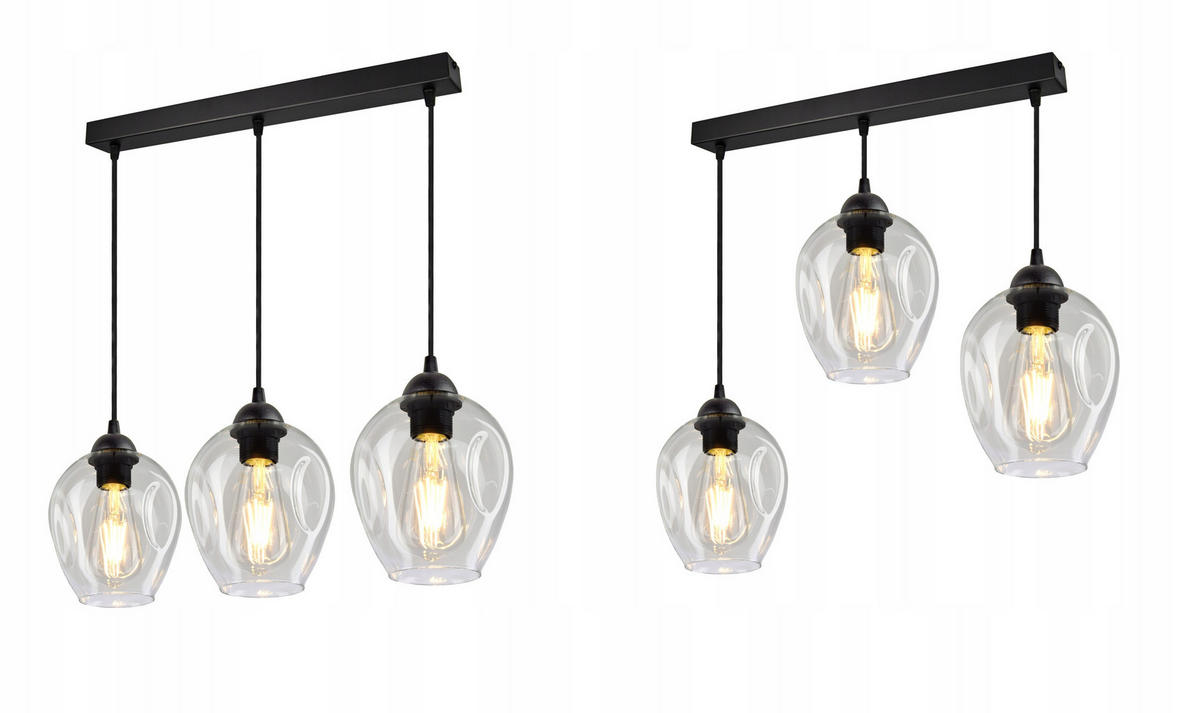 PENDELLEUCHTE Hegel - Transparent/Schwarz, Glas/Metall (15/55/80cm) - kiki design