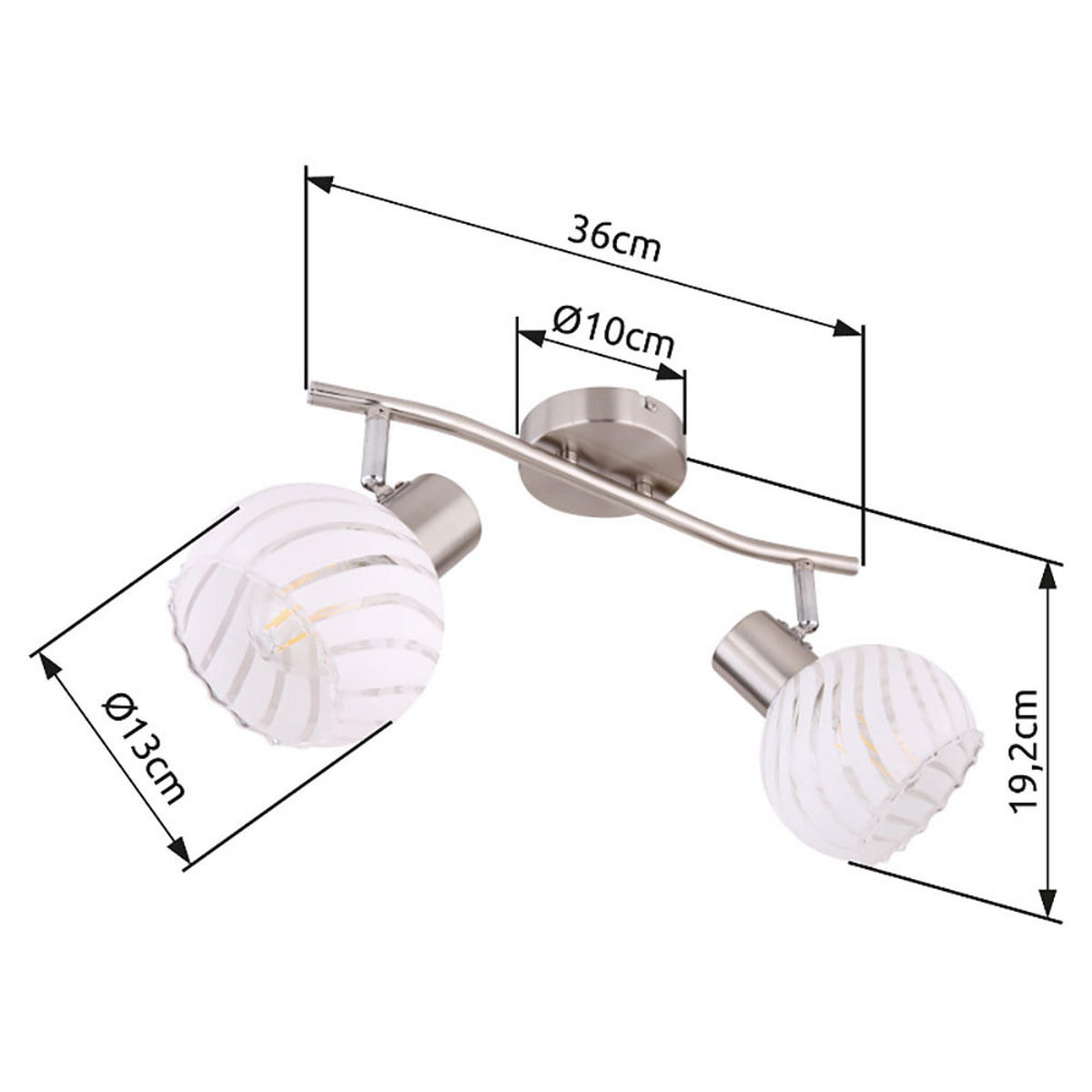 DECKENLEUCHTE Chrom Silber - Silberfarben, Glas (36/19/19.2cm) - Globo Lighting