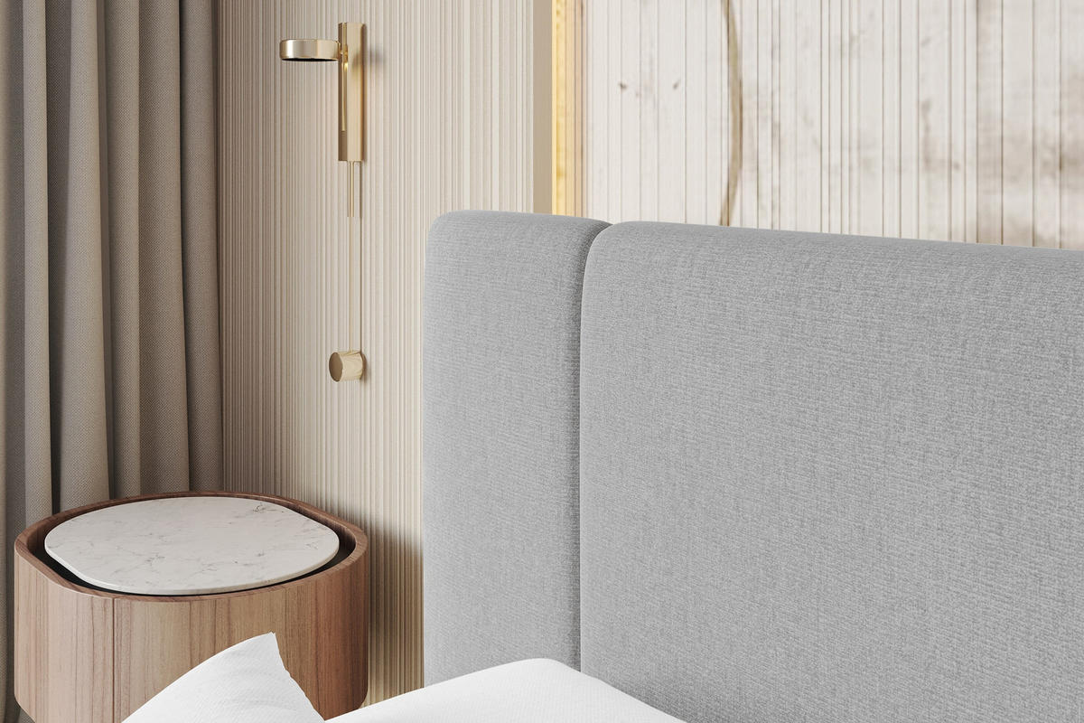 POLSTERBETT mit Bettkasten und Lattenrost, Bett mit Matratze H3/H4 - TEVO 160x200 Grau - Hellgrau, Holzwerkstoff/Textil (160/200cm) - ALTDECOR
