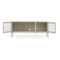 TV-STÄNDER Metall industriell EZRA, 130 cm, 3 Türen, Beige und Sicherheitsglas - Beige, Metall (130/55/40cm) - Sicaan