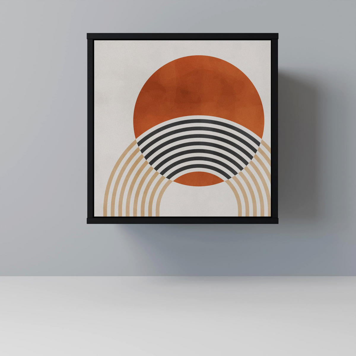 SIDEBOARD SPACE AROUND, Schwarz, 57,5x42x67,5 cm, Schwarze Metall-Rahmenfüße - Multicolor/Schwarz, Holzwerkstoff/Metall (57.5/67.5/42cm) - SpaceRebels