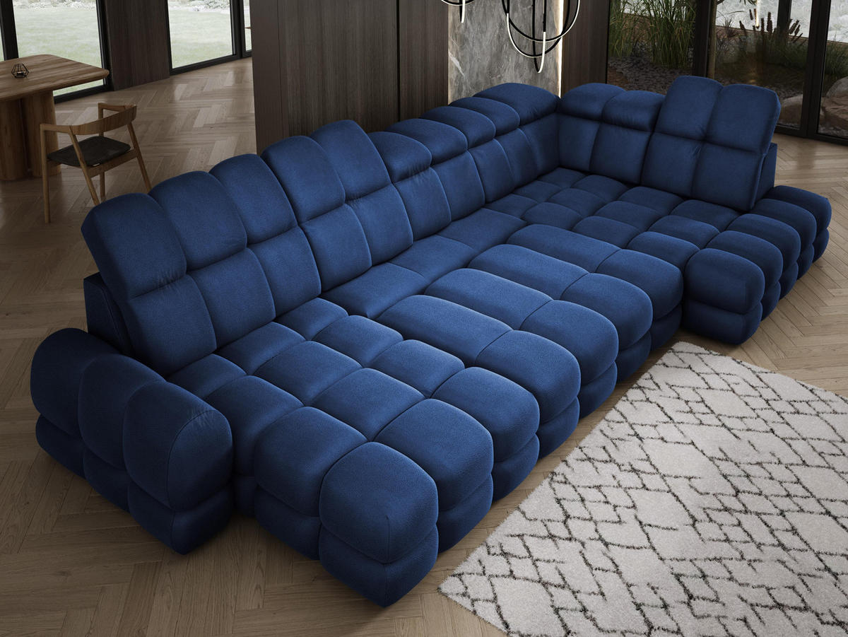 ECKSOFA TOLLO Solar-stoff U-form 400x217x105 cm blau - Blau, Holz/Textil (217/400cm) - DomoHome