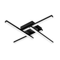 DECKENLEUCHTE LED 4 Flammig 20W Schlafzimmerlampe Kristall Warmweiß 56.7CM - Schwarz, Kunststoff (45.5/45.5/7.3cm) - ZMH