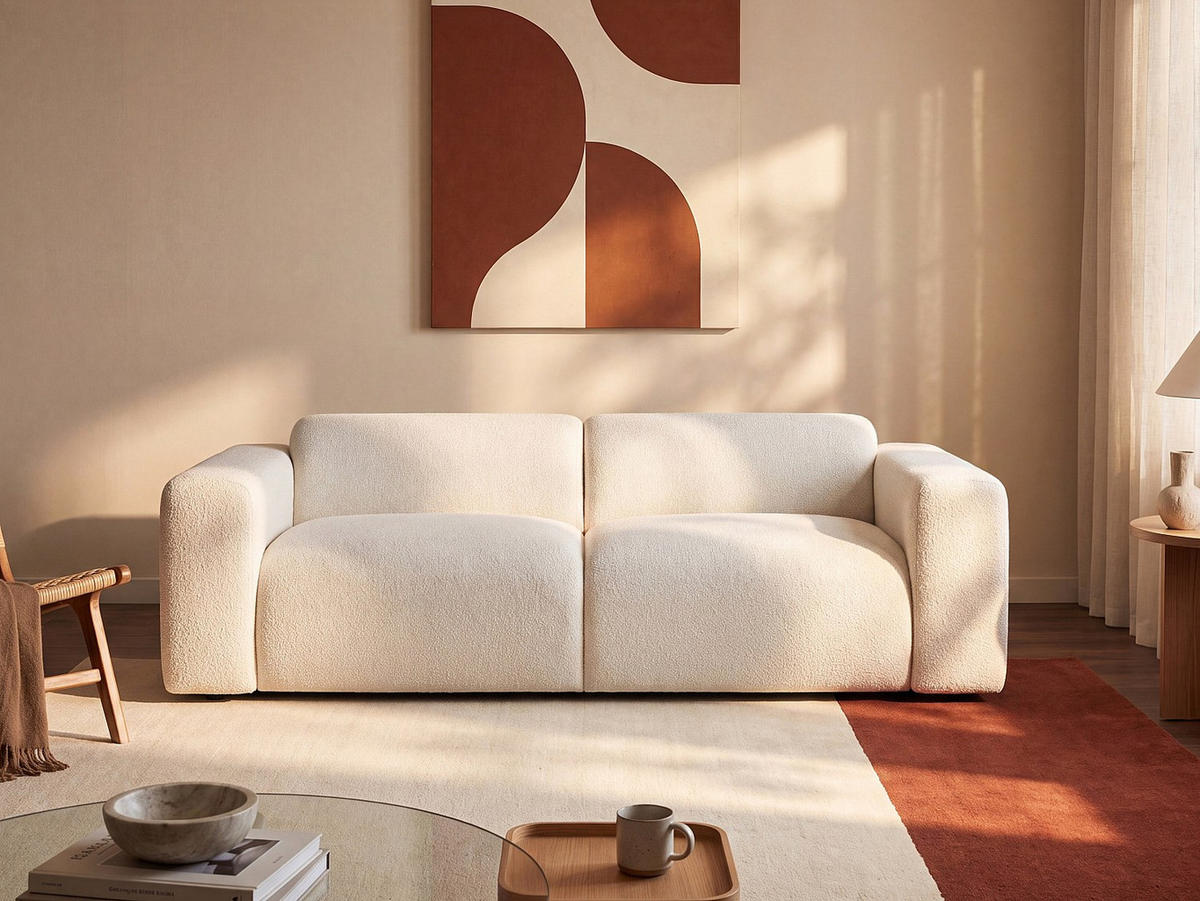 SOFA - 4 Personen - stoff - weiß Pogni - Weiß, Textil (245/73/97cm) - Vente-Unique